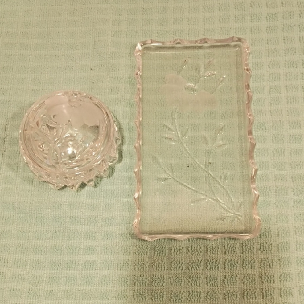 Princess House Clear Glass Floral Decor Set